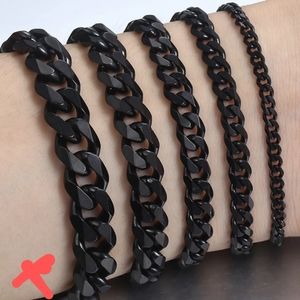 Black Stainless Steel 11 MM Curb Cuban Bracelet 9"